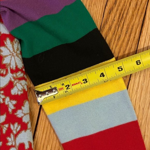 Alice + Olivia Red Floral Cardigan with Striped Sleeves - Picture 6 of 6